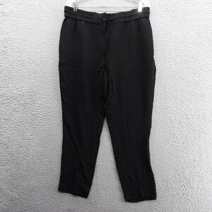 Brooks Brothers Crepe Slim Leg Pant Size 12 Black Women Elastic Waist Drawstring